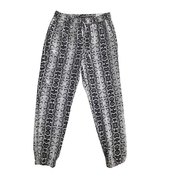 Express Pants - Express Womens Snakeskin Print High Rise Ankle Jogger Pants Black White S NWT